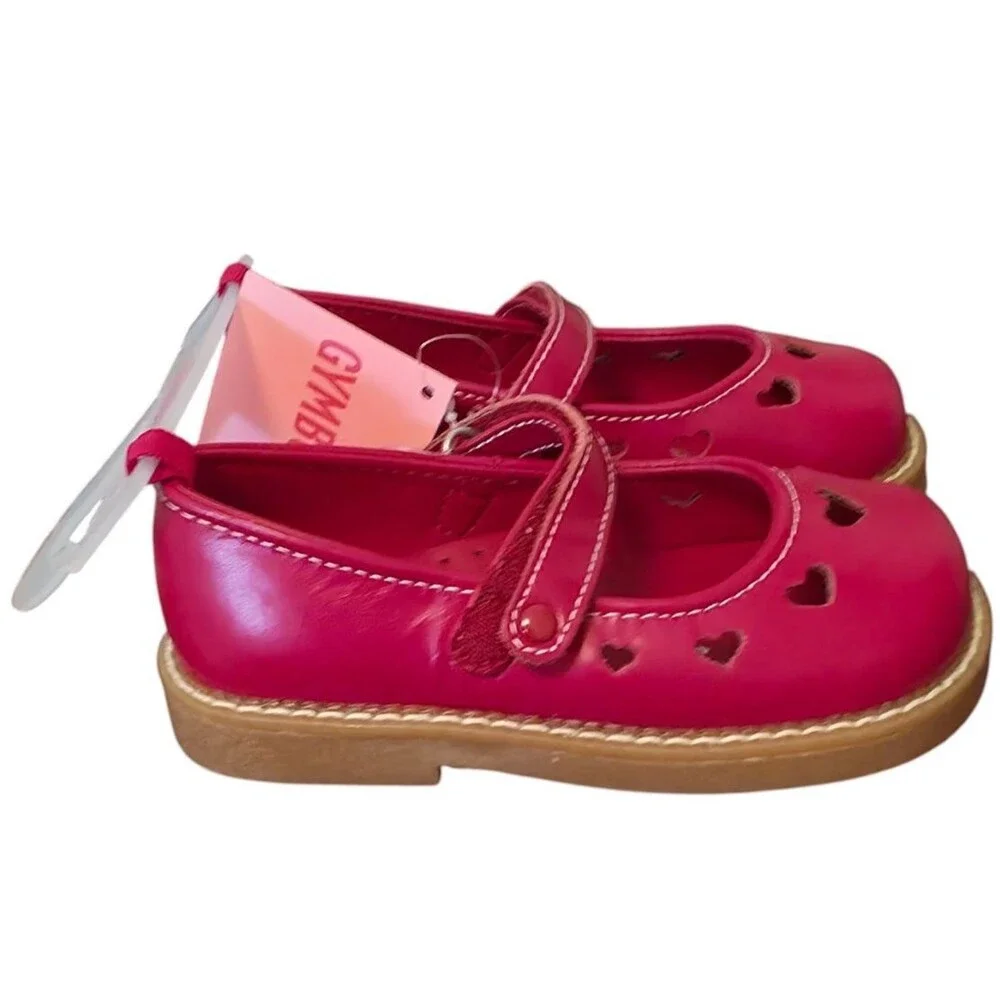 Vintage Gymboree Mary Jane Dress Shoes Size 8 Red Heart Cut Outs New With Tags